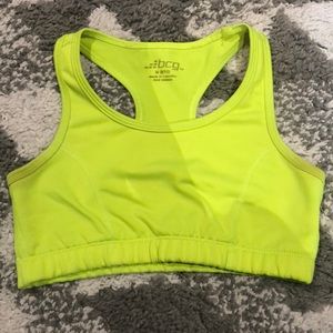 Bright yellow sports bra